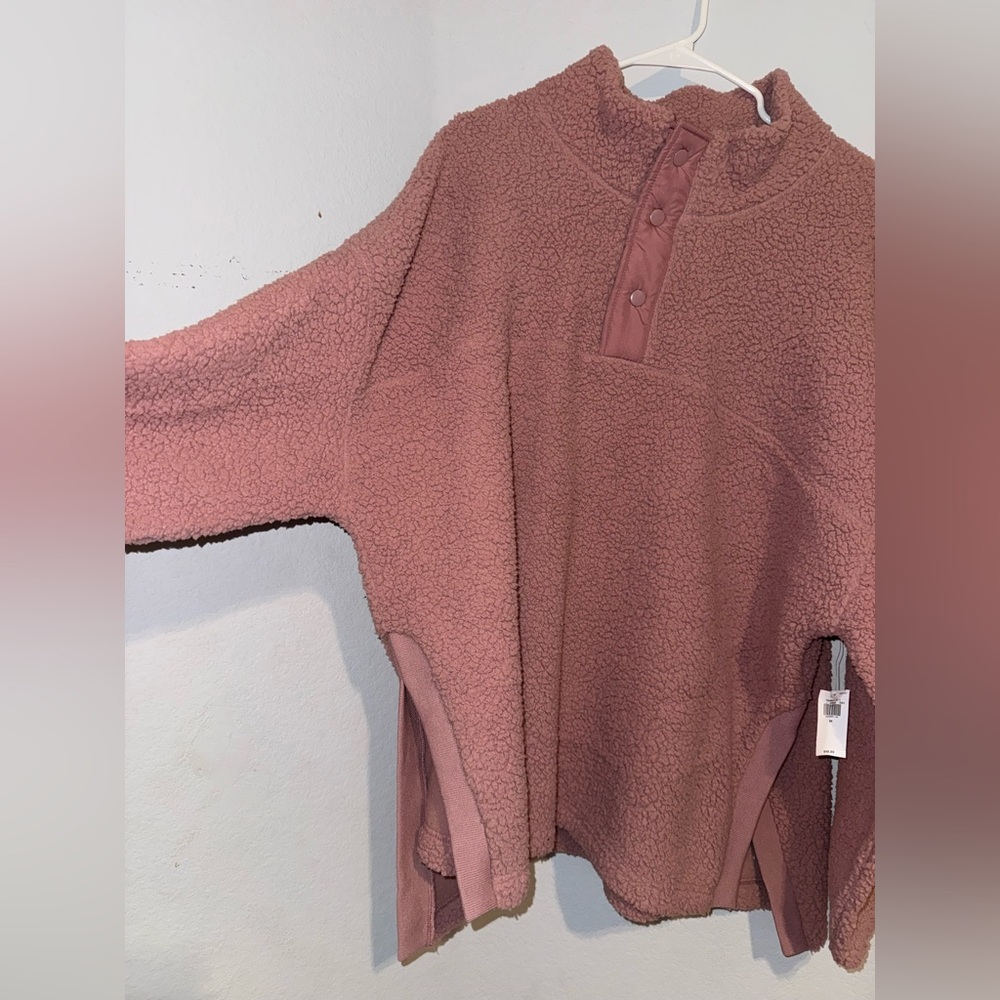 Pink Quarter Button Sweater